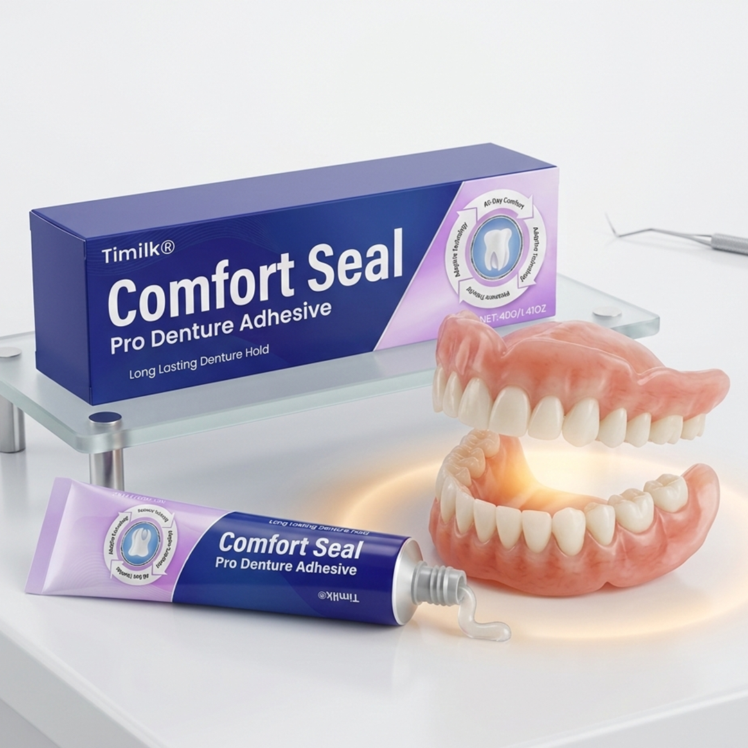 Timilk® Comfort Seal Pro Denture Adhesive🦷💜FDA Certified (Clinically Proven 96-   Hour Lock Hold for   Secure, Comfortable &   Zinc-Free Denture Fit)